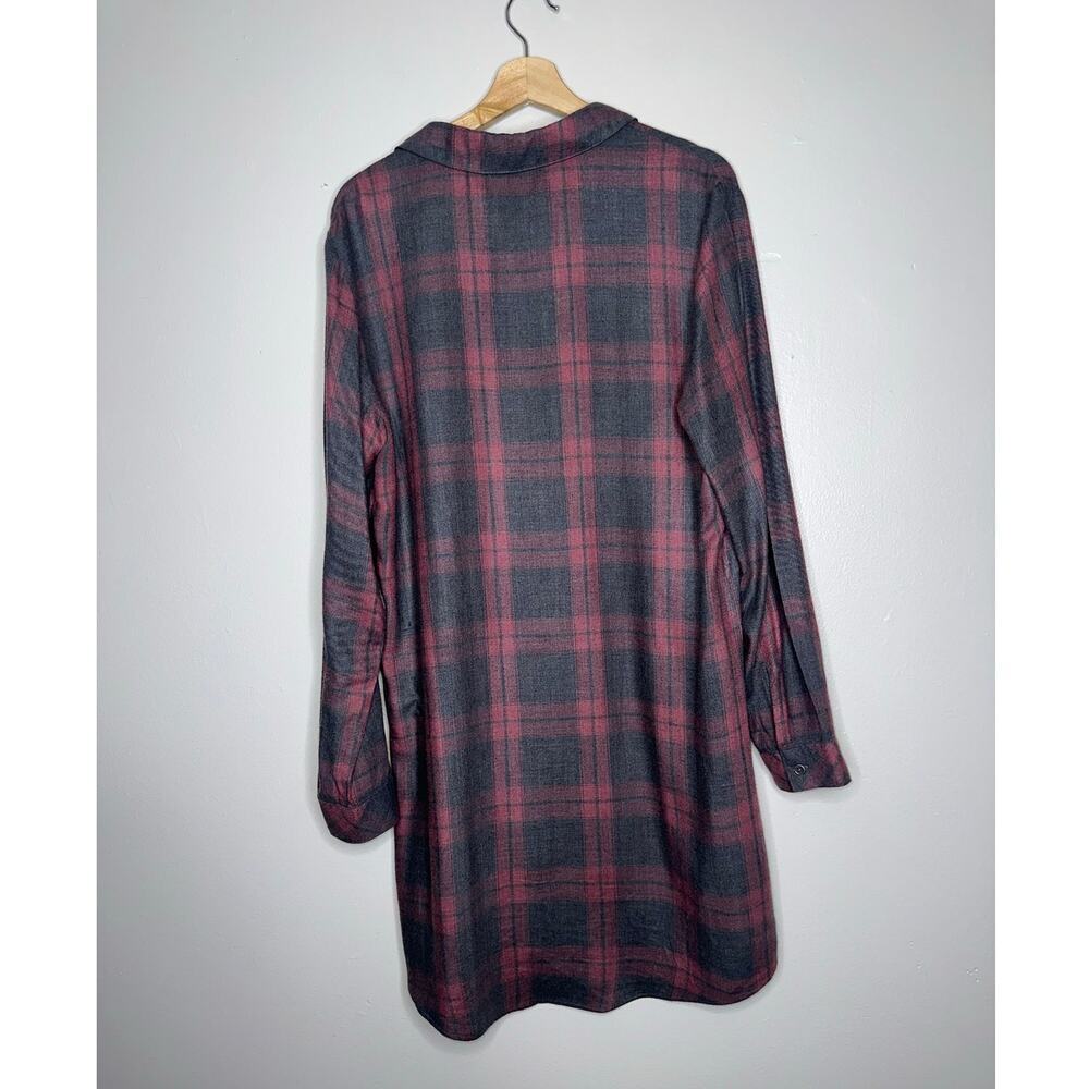 Cloth & Stone Anthropologie Plaid Tunic Shirt Dress Red Gray Size XL - Picture 5 of 5
